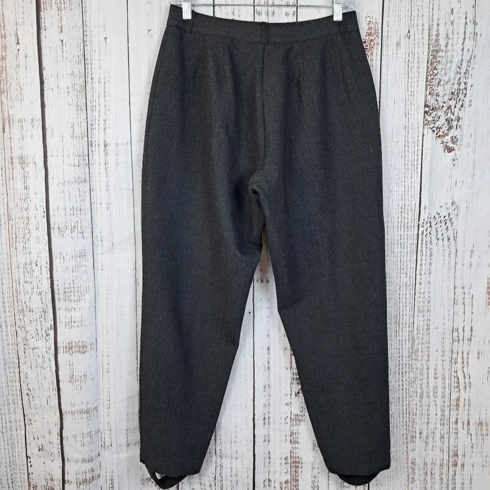Vtg 80s LL BEAN Womens 10P Charcoal Gray‎ Wool Stirrup Pants Pleated Classic